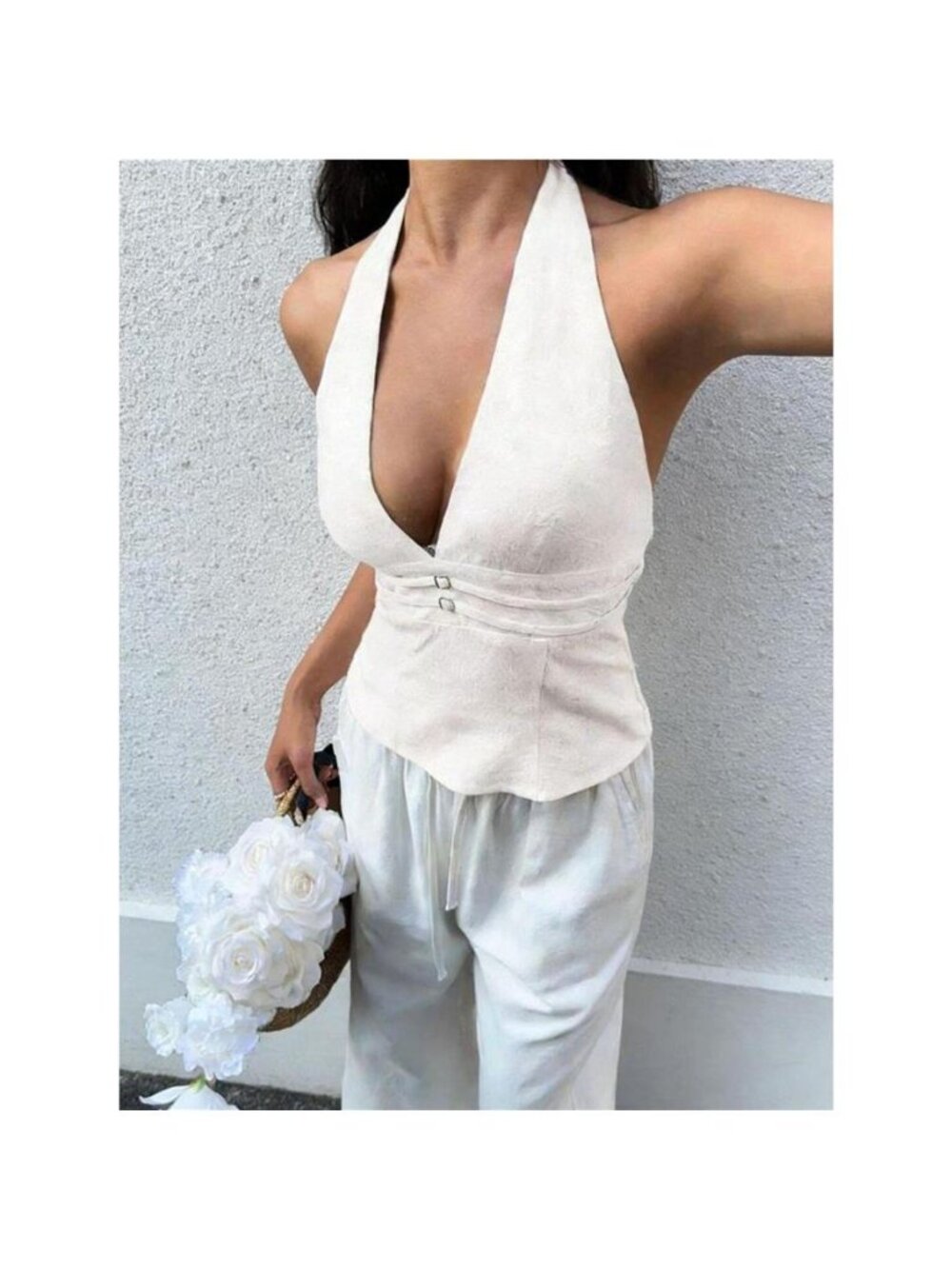 Halter Neck Buckle Detail Tank